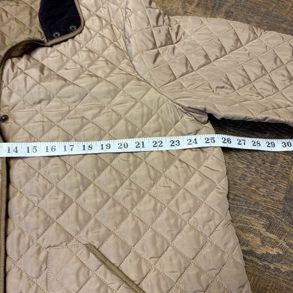 Lands' End Quilted Chore Barn Jacket Women Plus 1X 16W-18W Beige Tan Coat Zip - Picture 3 of 12